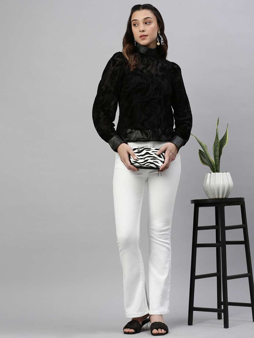 black self-designed regular top - 21387447 -  Standard Image - 4