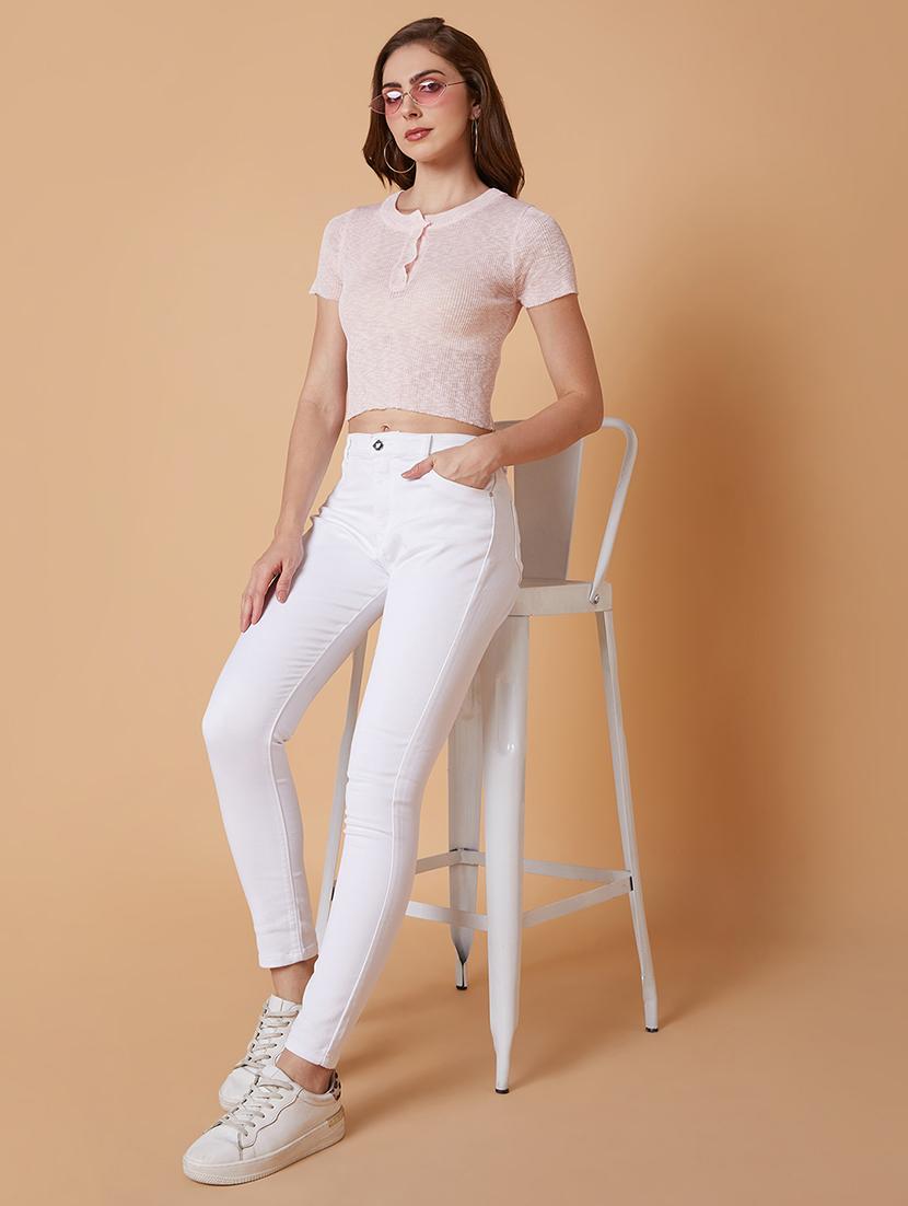 pink solid crop top - 21387481 - Standard Image - 4
