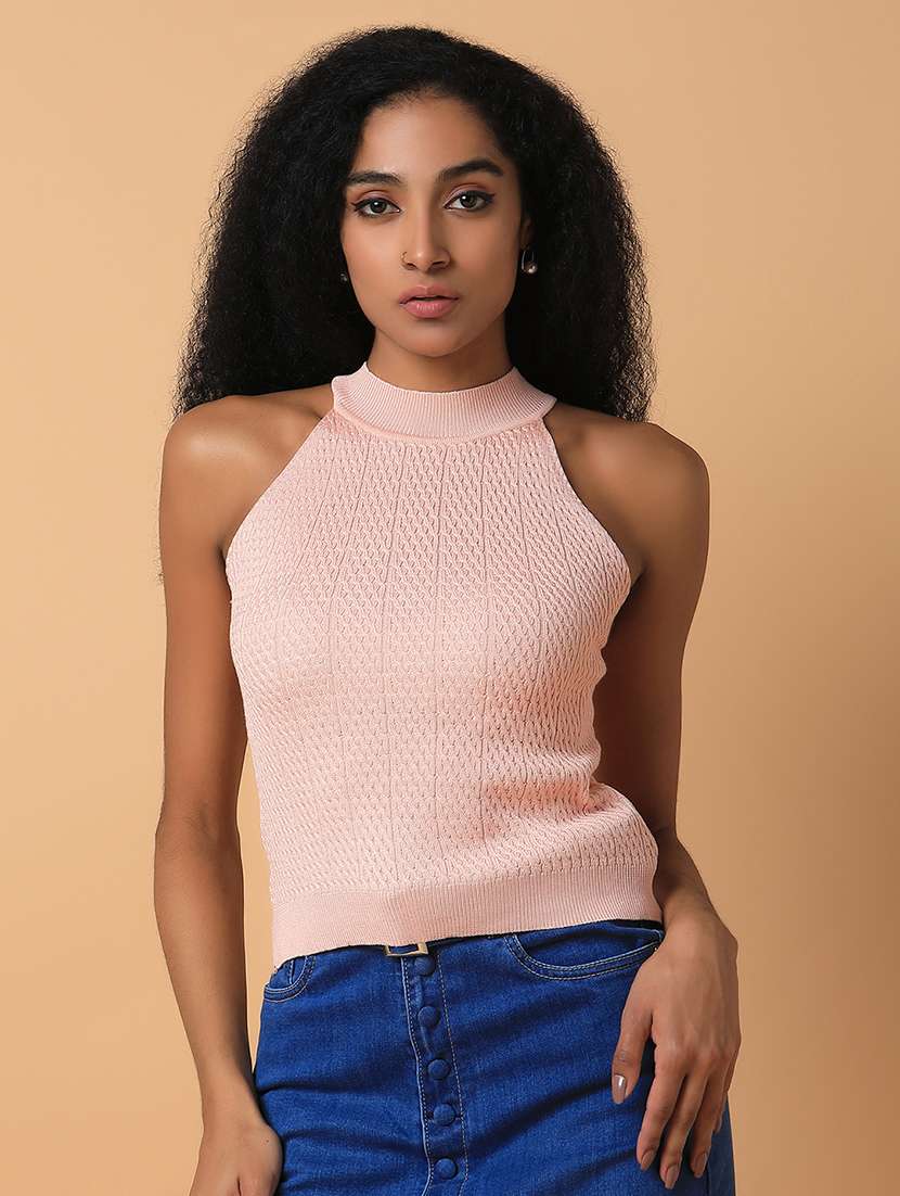 peach solid regular top