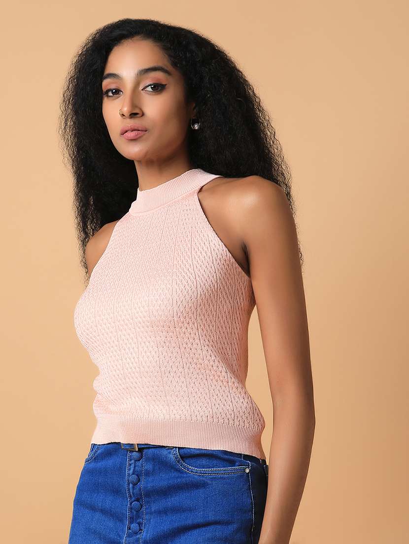 peach solid regular top - 21387482 -  Standard Image - 1