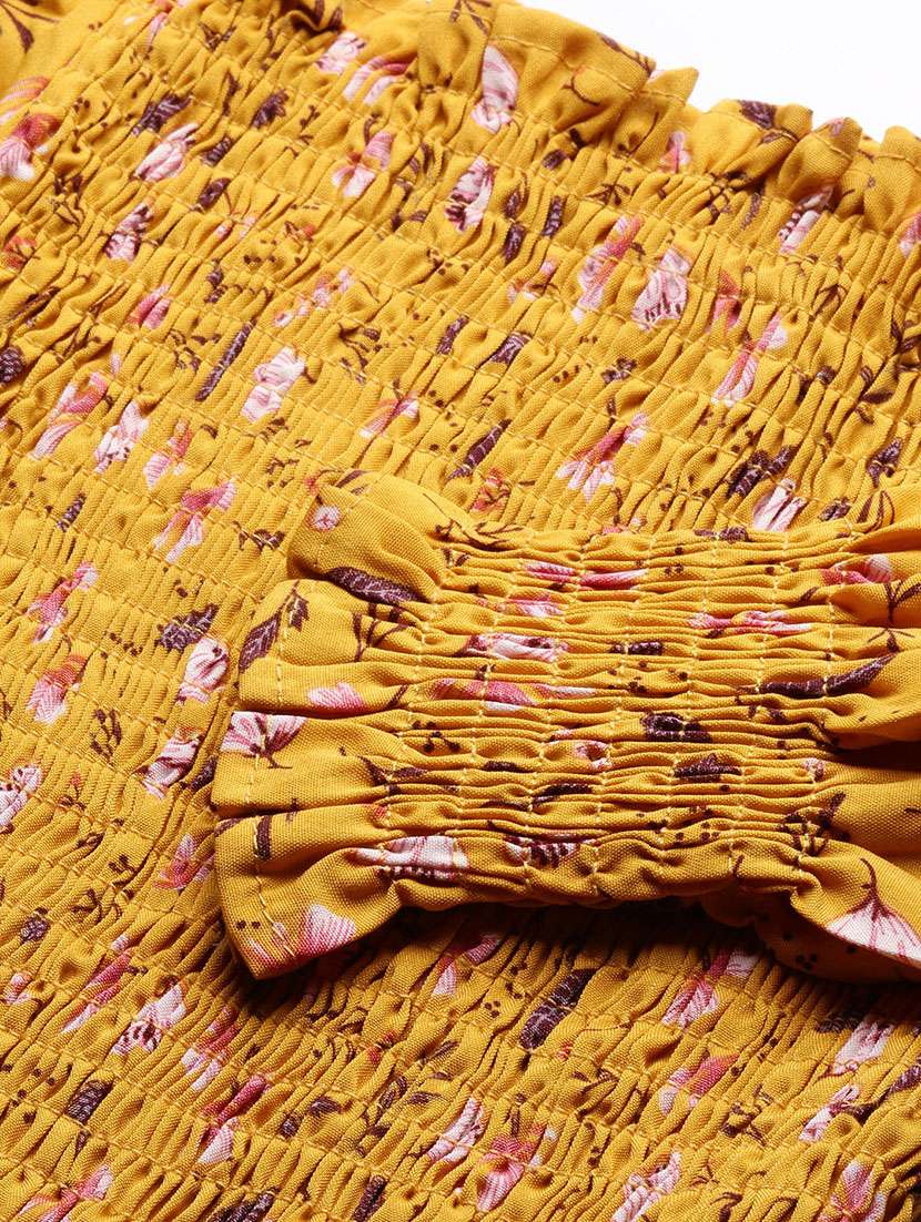 mustard floral printed peplum top - 21387489 -  Standard Image - 6