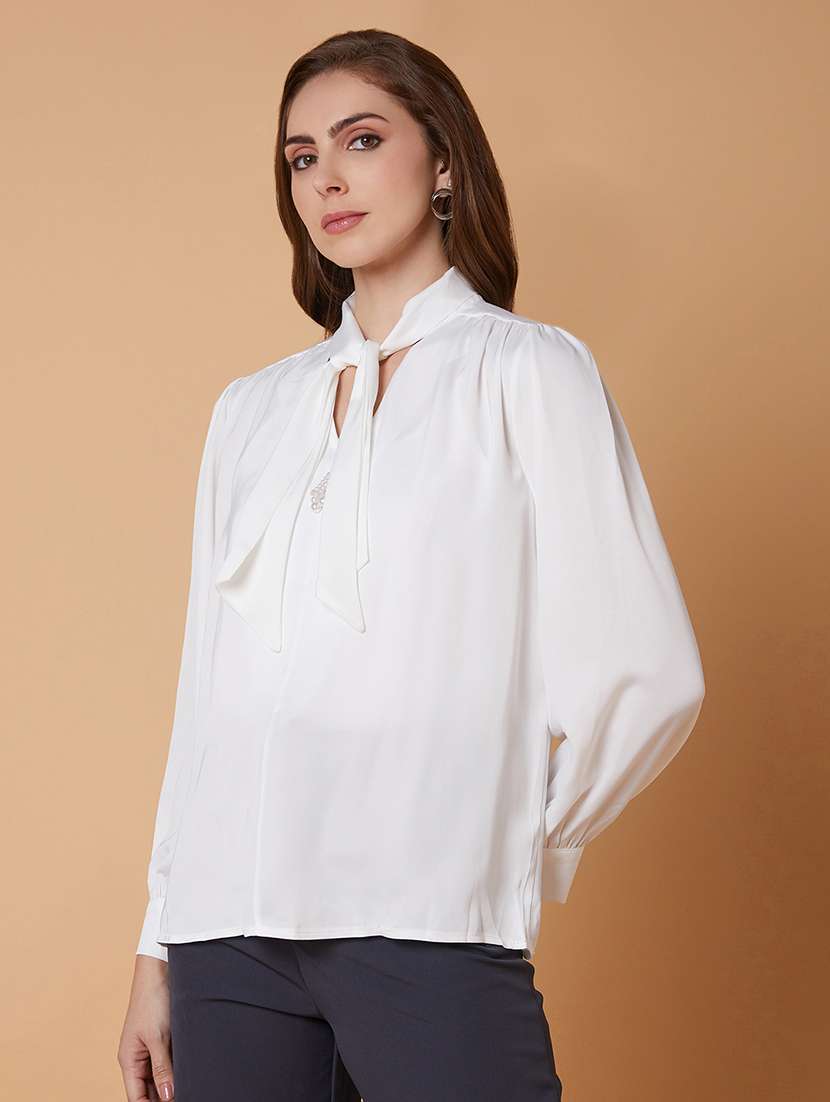 white satin shirt top - 21387497 -  Standard Image - 1