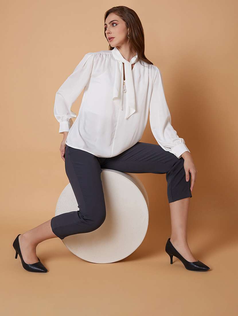 white satin shirt top - 21387497 -  Standard Image - 4