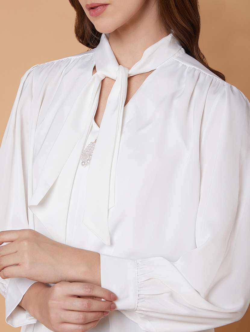 white satin shirt top - 21387497 -  Standard Image - 6