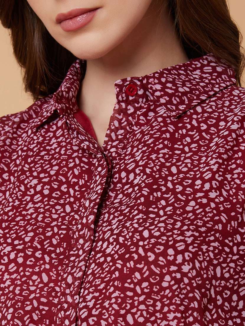 maroon animal printed crop top - 21387506 -  Standard Image - 6