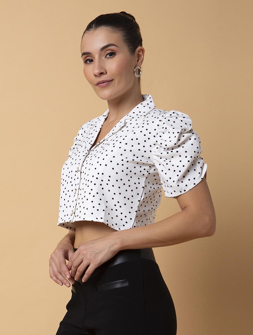 white polka dot crop top - 21387508 -  Standard Image - 1