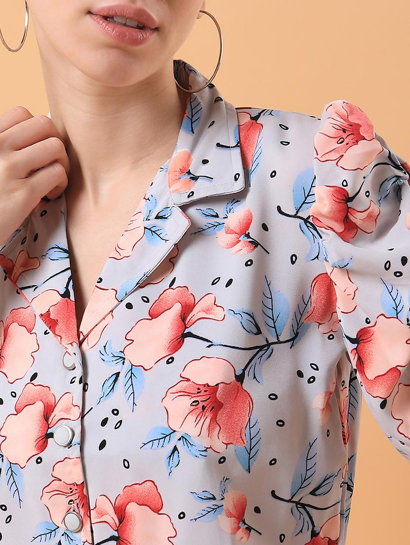 grey floral printed crop top - 21387509 - Standard Image - 6
