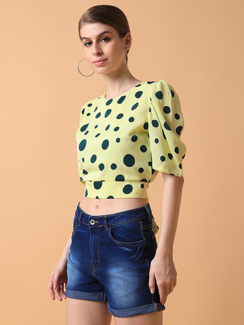 yellow crepe blouson top - 21387515 - Standard Image - 1
