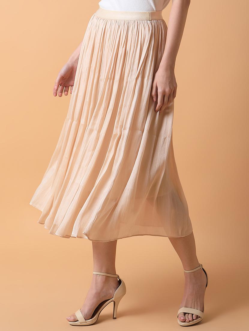cream solid flared skirt - 21387523 - Standard Image - 1