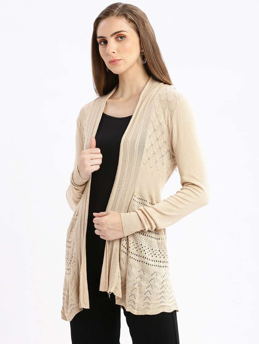women beige self design regular shrug - 21387544 -  Standard Image - 1