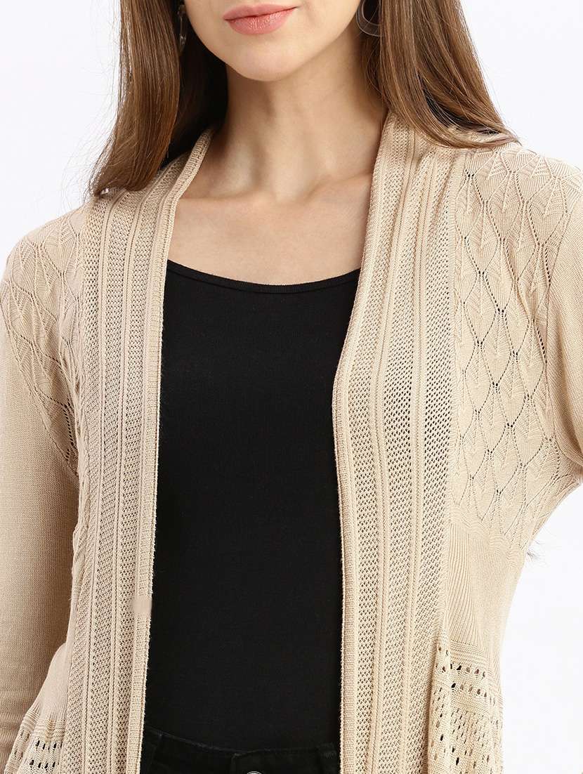 women beige self design regular shrug - 21387544 -  Standard Image - 6