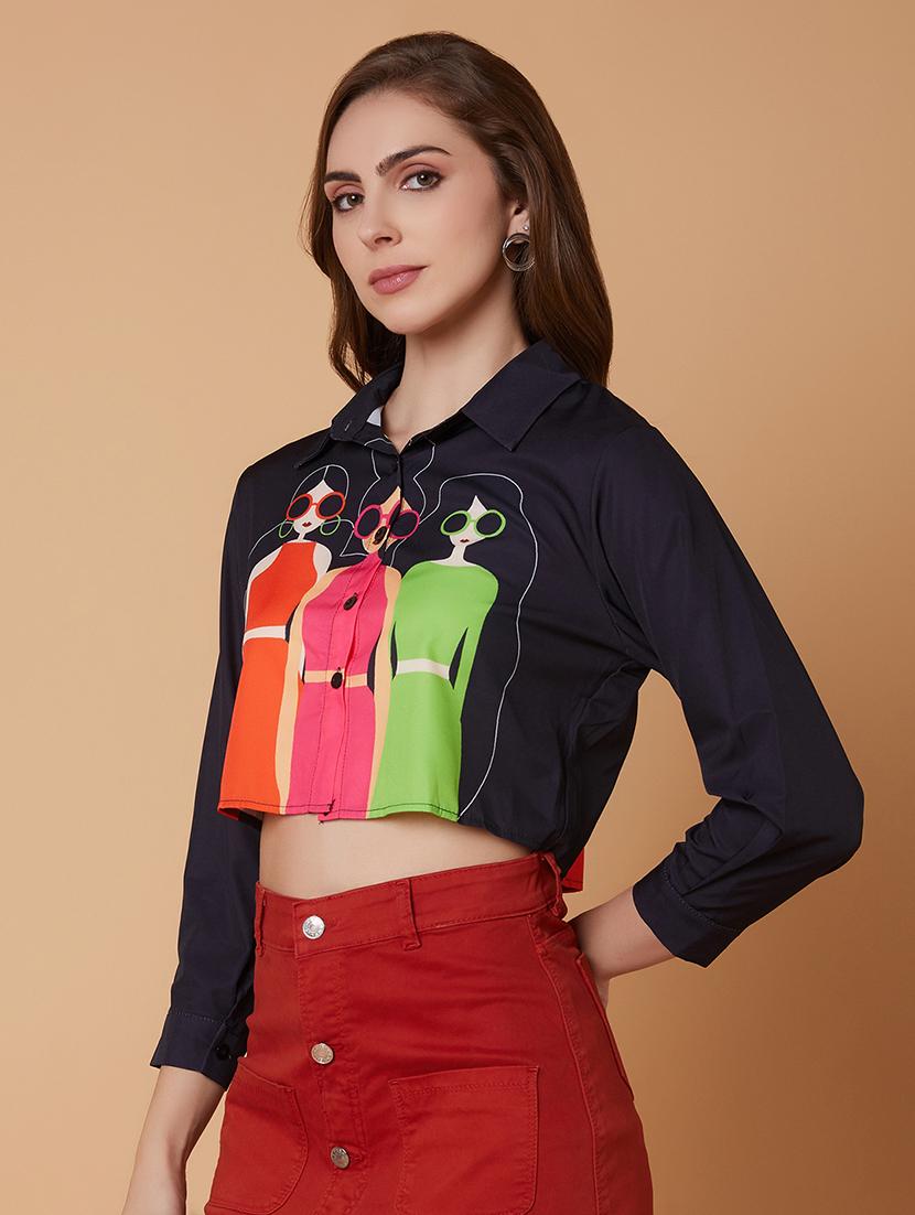 women black graphic printed boxy shirt - 21387563 - Standard Image - 1