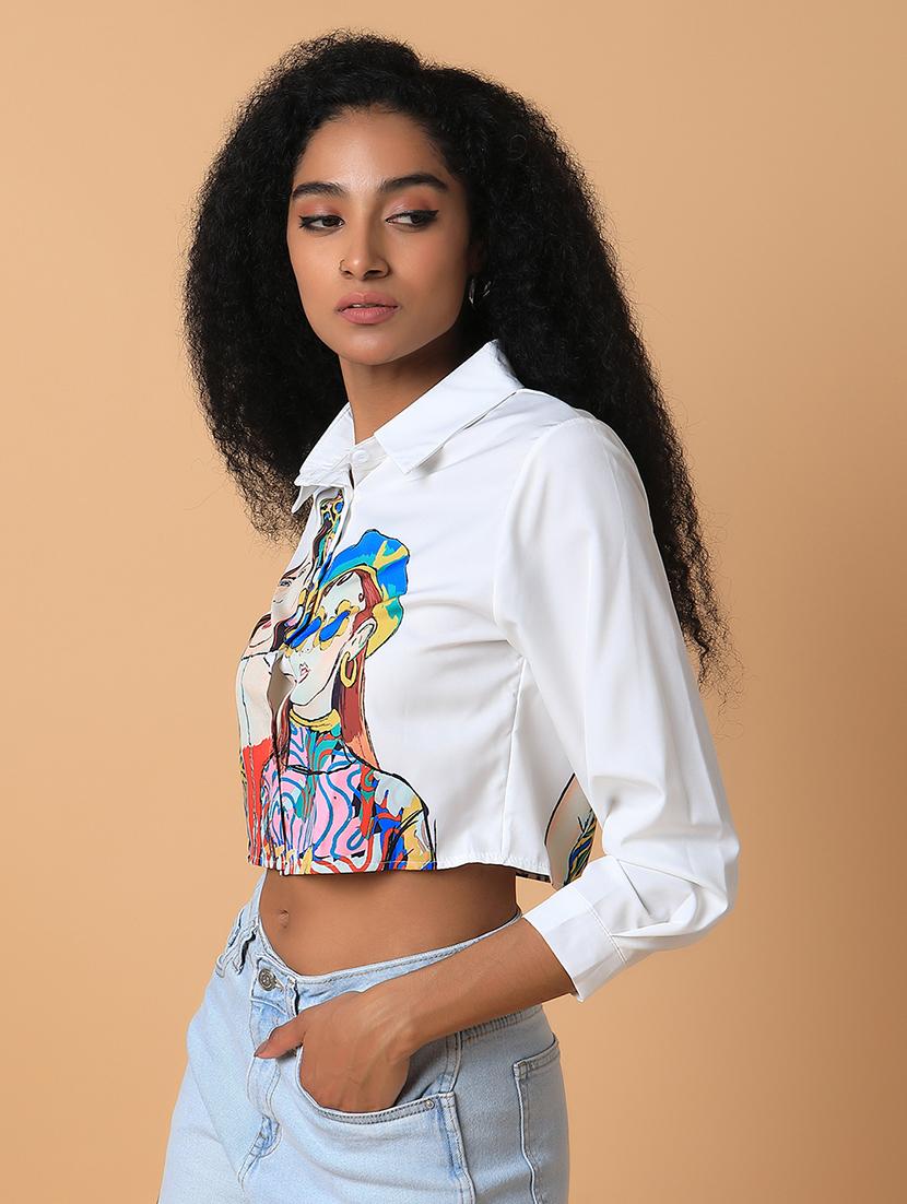 white graphic boxy shirt - 21387566 -  Standard Image - 1
