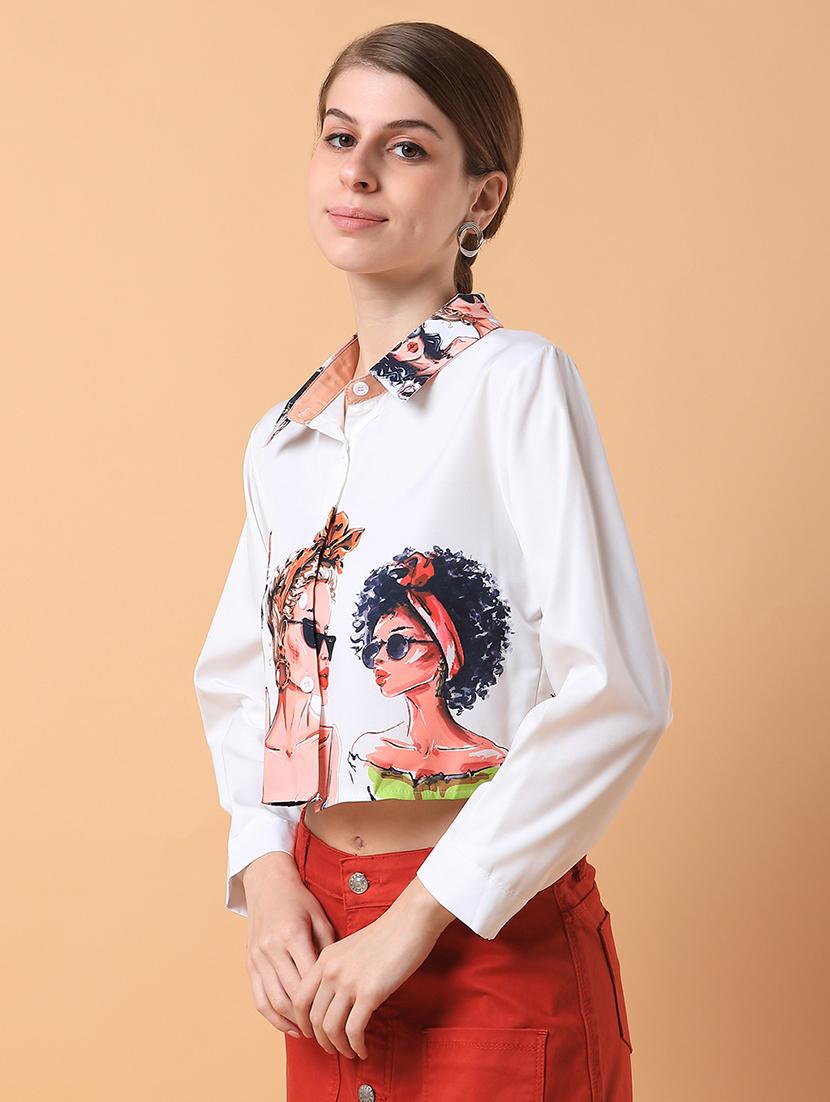women graphic print crop shirt - 21387567 - Standard Image - 1