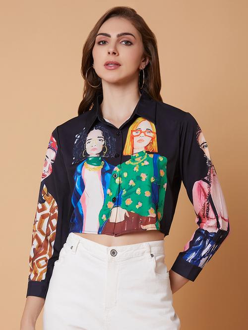 women graphic print crop shirt - 21387568 - Standard Image - 0