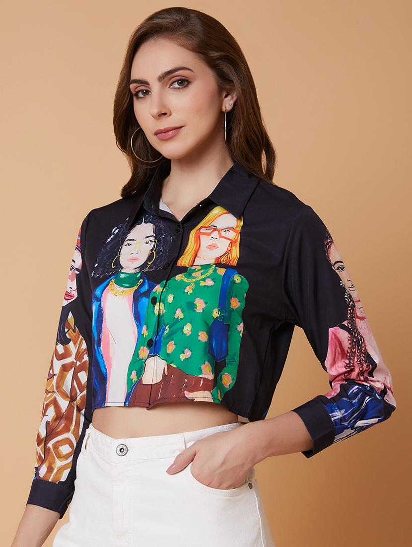 women graphic print crop shirt - 21387568 - Standard Image - 1
