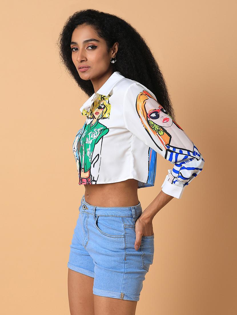white graphic boxy shirt - 21387569 - Standard Image - 1