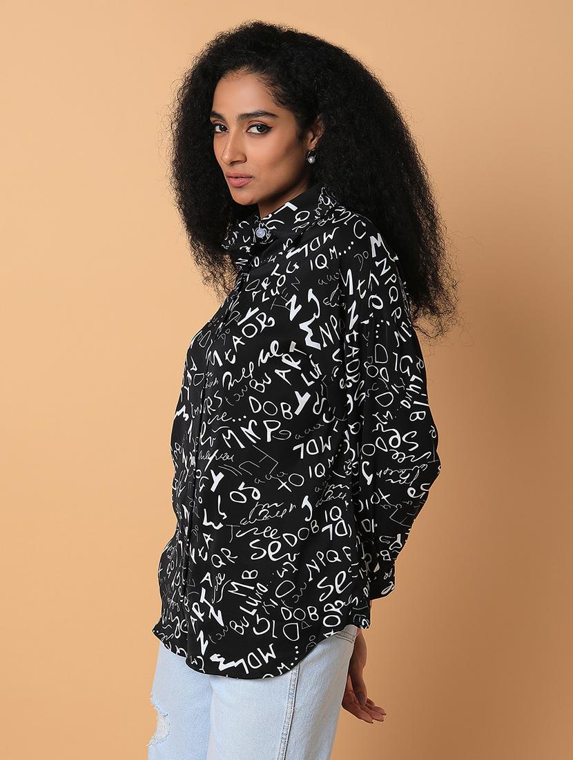 women black crepe boxy shirt - 21387575 - Standard Image - 1