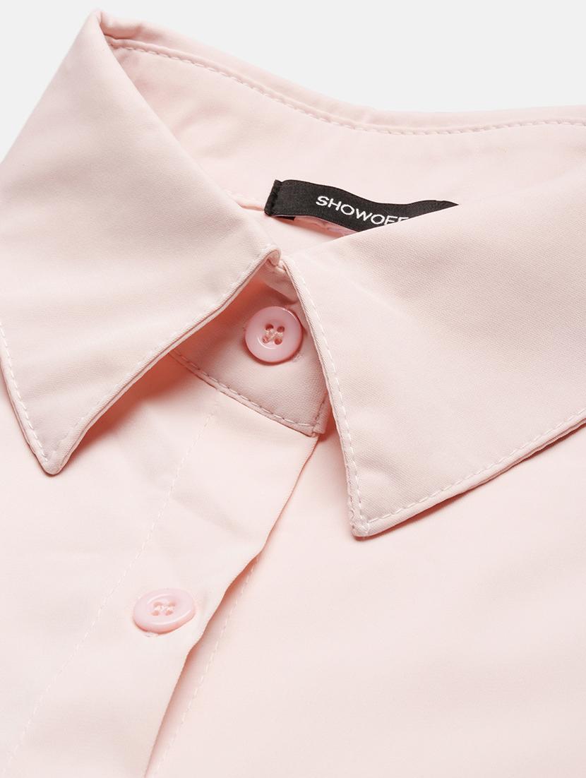 women pink solids long sleeves boxy shirt - 21387576 - Standard Image - 6