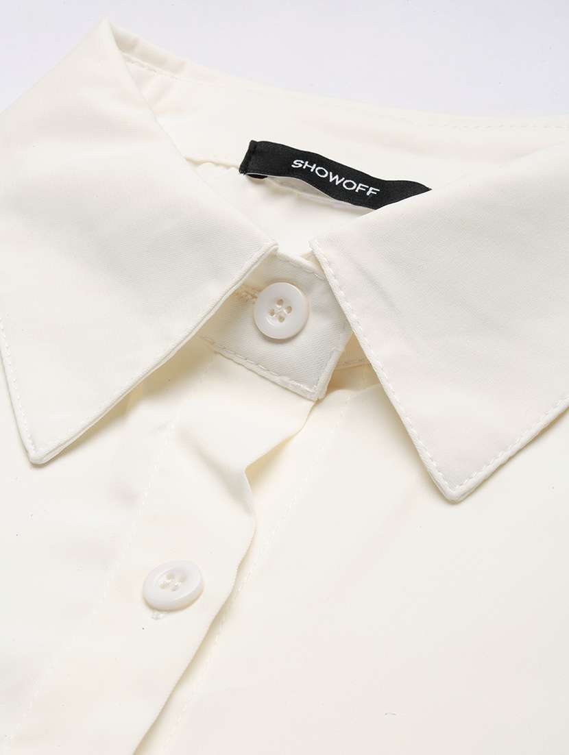 women cream crepe boxy shirt - 21387577 - Standard Image - 6