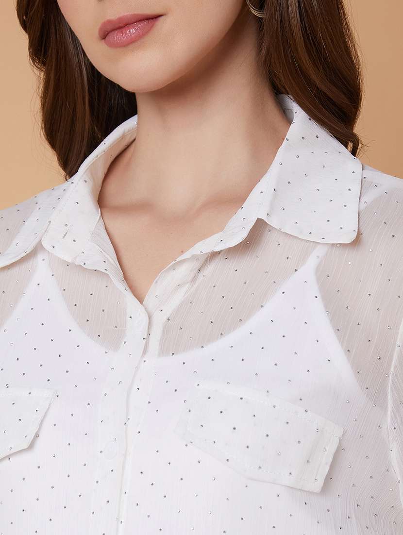 white polka dot oversized shirt - 21387587 -  Standard Image - 6