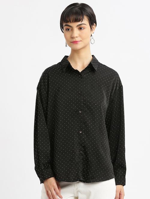 black polka dot regular shirt - 21387588 - Standard Image - 0