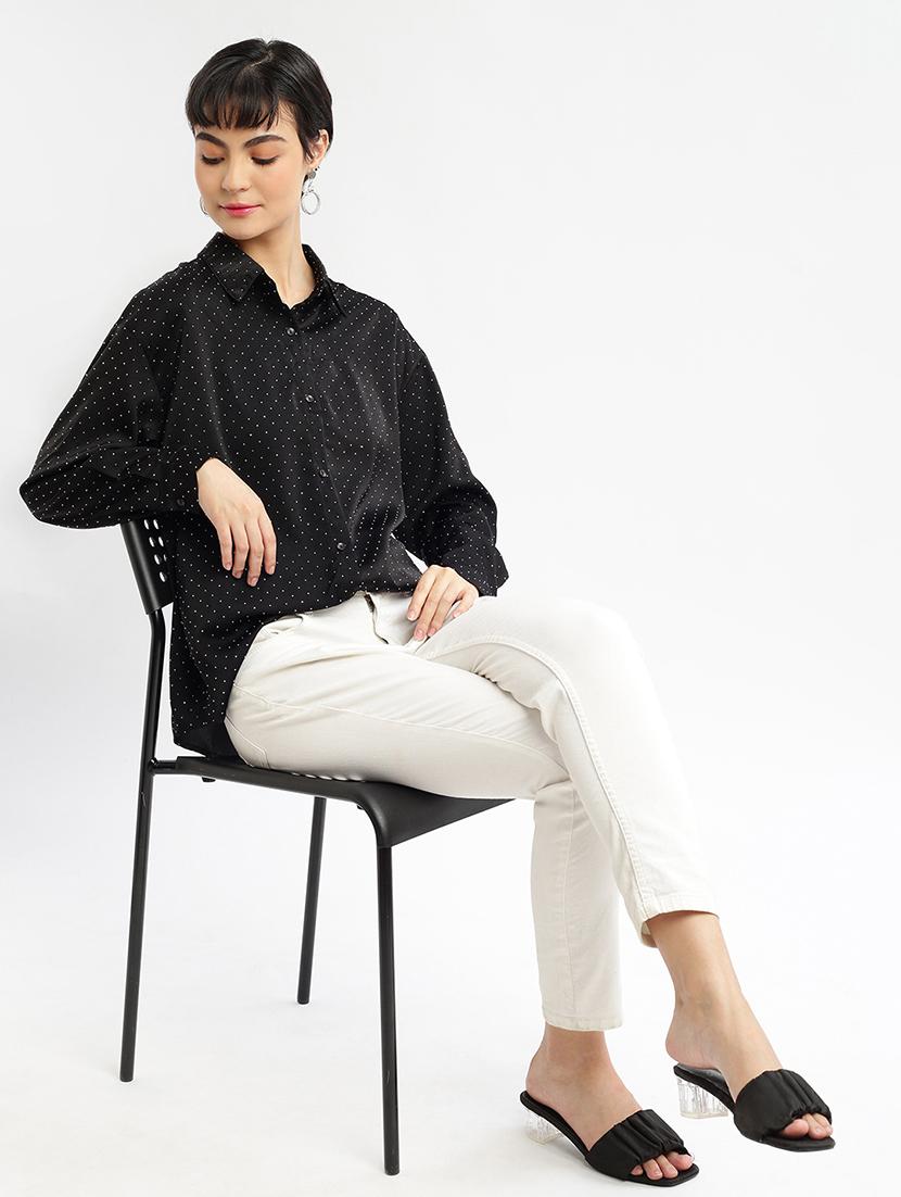 black polka dot regular shirt - 21387588 - Standard Image - 4