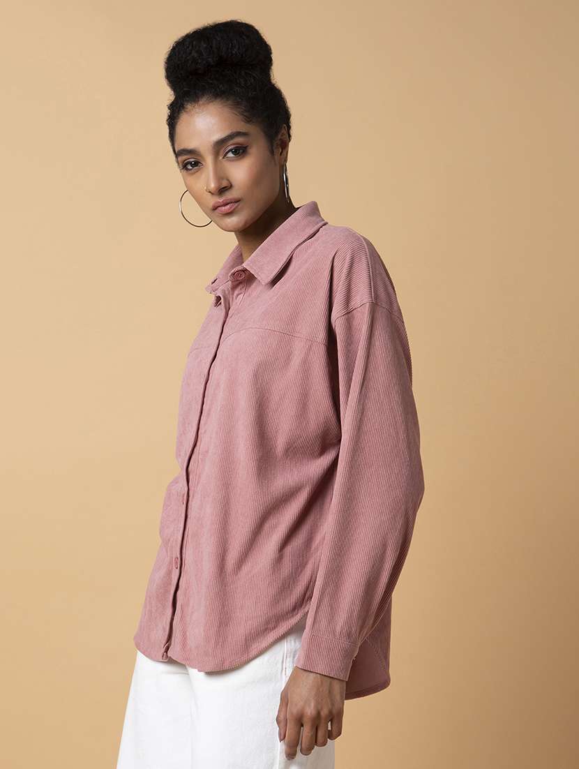 women peach oversized shirt - 21387590 -  Standard Image - 1