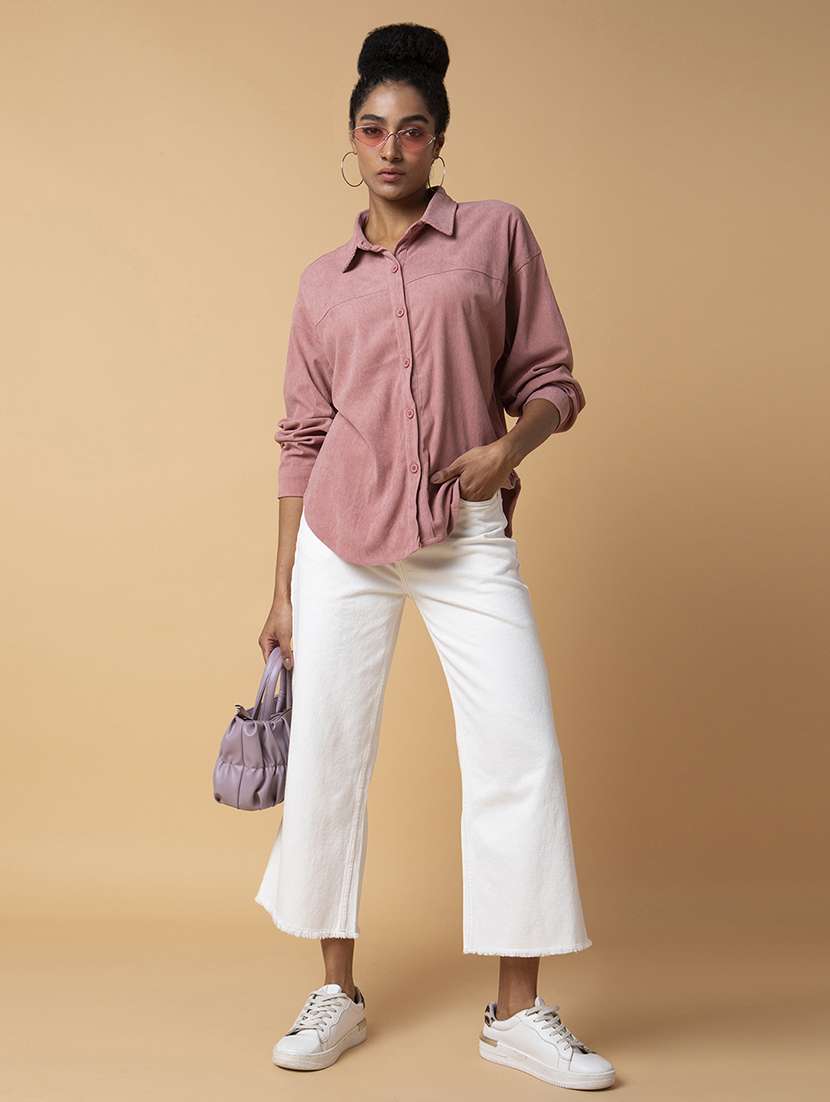 women peach oversized shirt - 21387590 -  Standard Image - 4