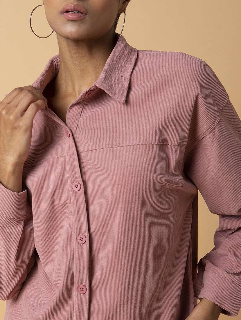 women peach oversized shirt - 21387590 -  Standard Image - 6