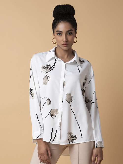 women white crepe oversized shirt - 21387593 - Standard Image - 0