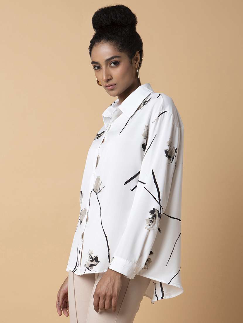 women white crepe oversized shirt - 21387593 - Standard Image - 1