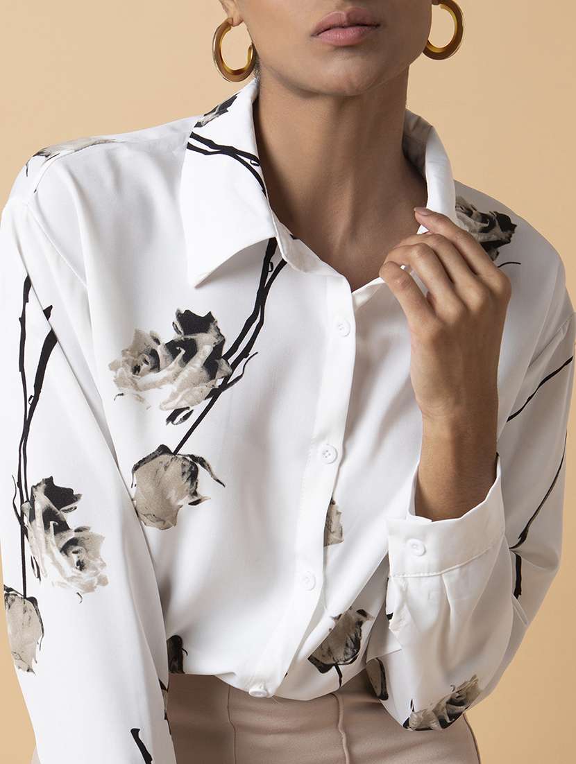 women white crepe oversized shirt - 21387593 - Standard Image - 6
