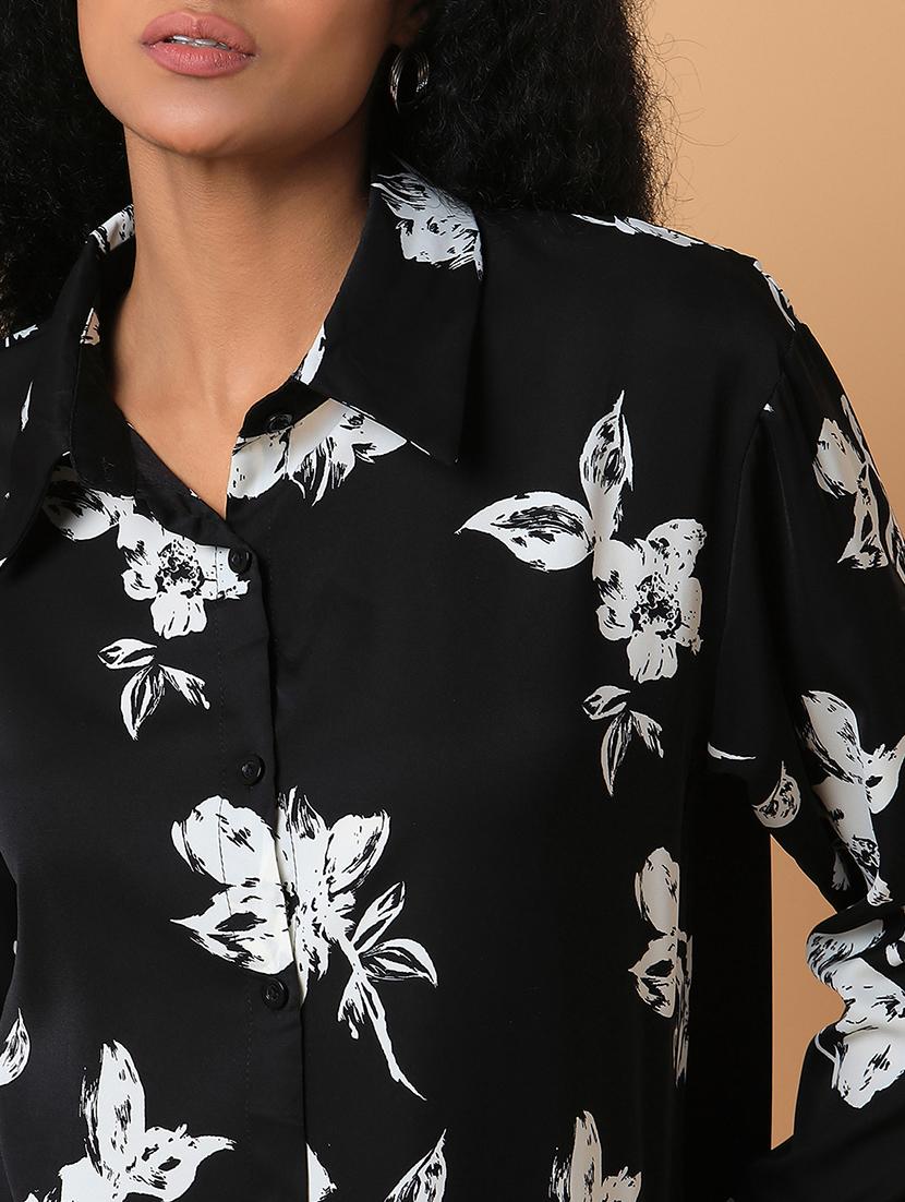 black floral printed oversized shirt - 21387594 - Standard Image - 6