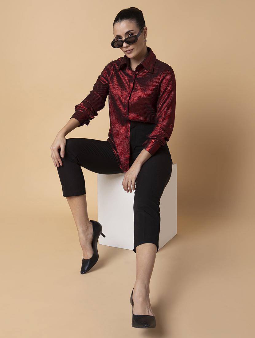 women spread collar solid regular shirt - 21387596 - Standard Image - 4