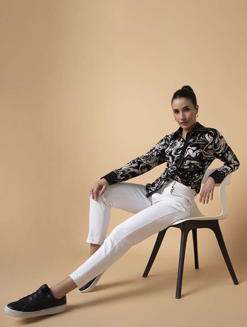 white printed nylon regular shirt - 21387598 -  Standard Image - 4