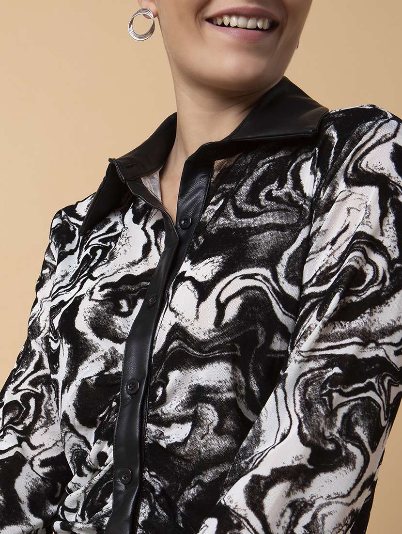 white printed nylon regular shirt - 21387598 -  Standard Image - 6