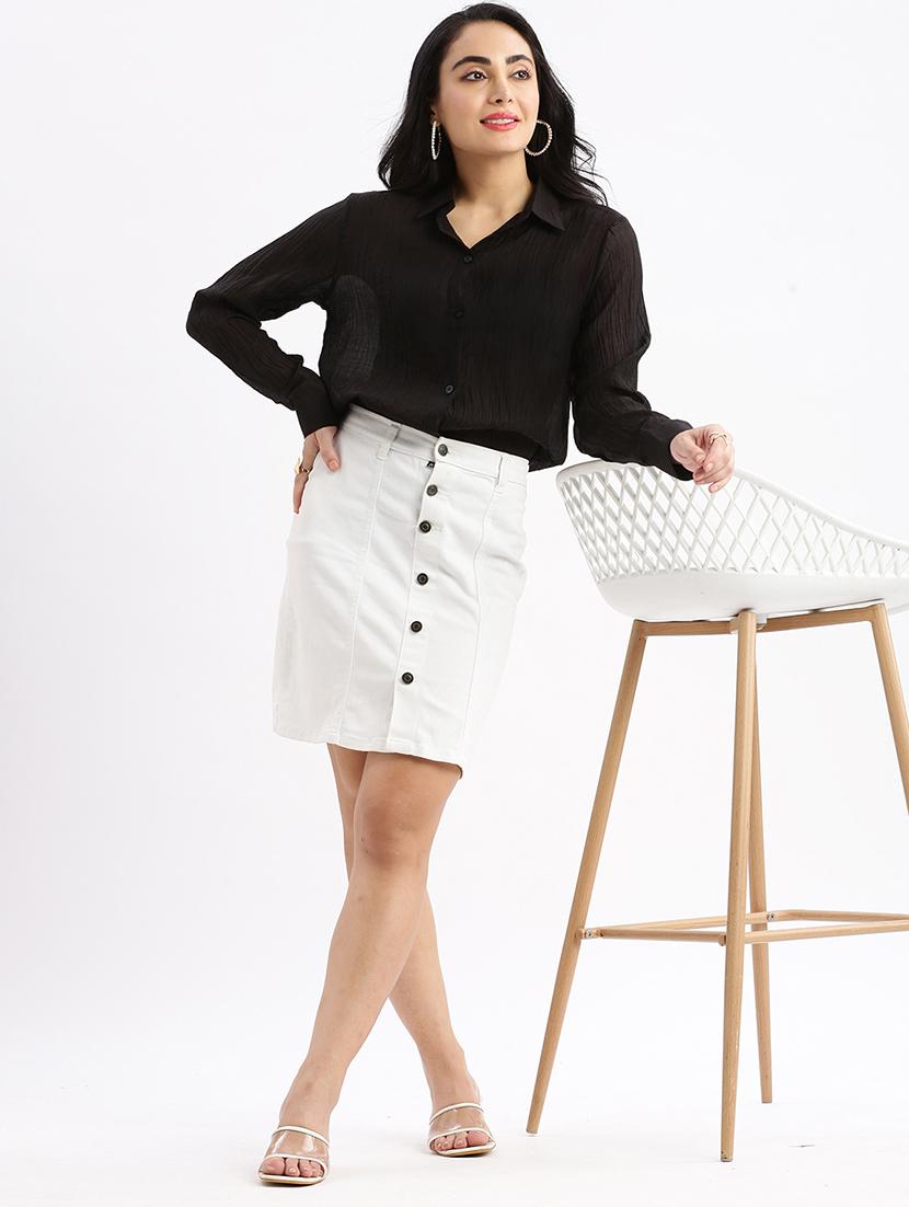women black solids long sleeves regular shirt - 21387603 - Standard Image - 4