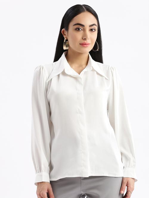 women white satin boxy shirt - 21387611 -  Standard Image - 0