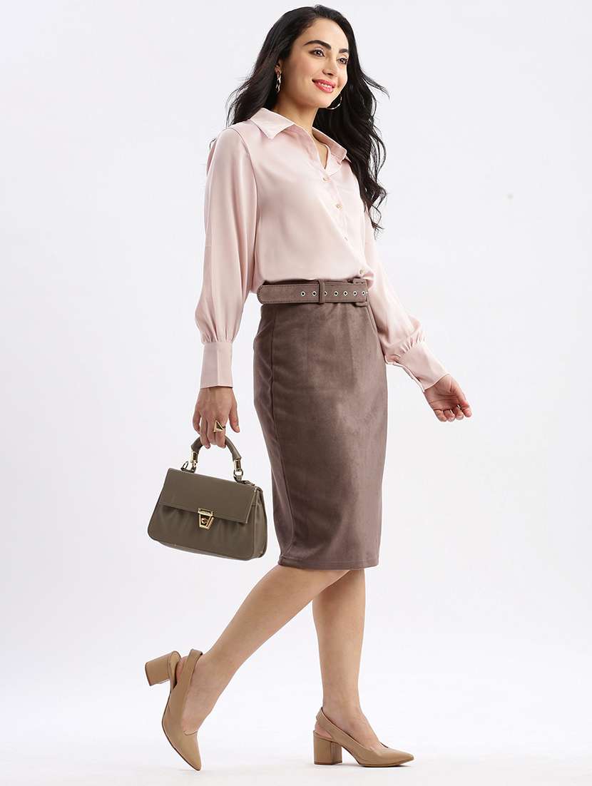 women pink satin regular shirt - 21387615 -  Standard Image - 4