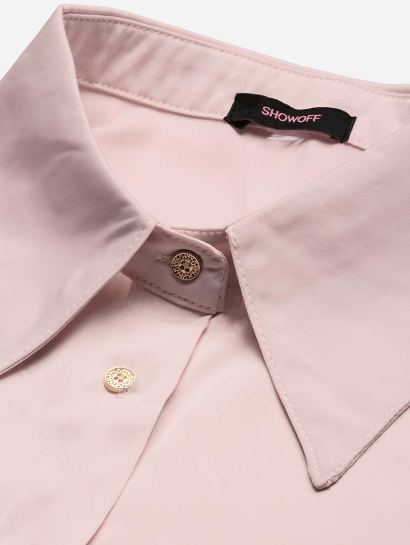 women pink satin regular shirt - 21387615 -  Standard Image - 6