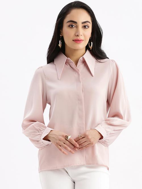 women pink satin regular shirt - 21387619 -  Standard Image - 0
