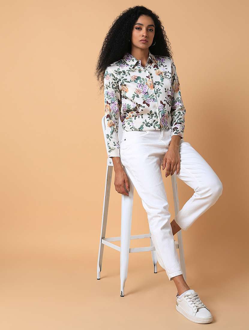 cream floral printed regular shirt - 21387626 - Standard Image - 4