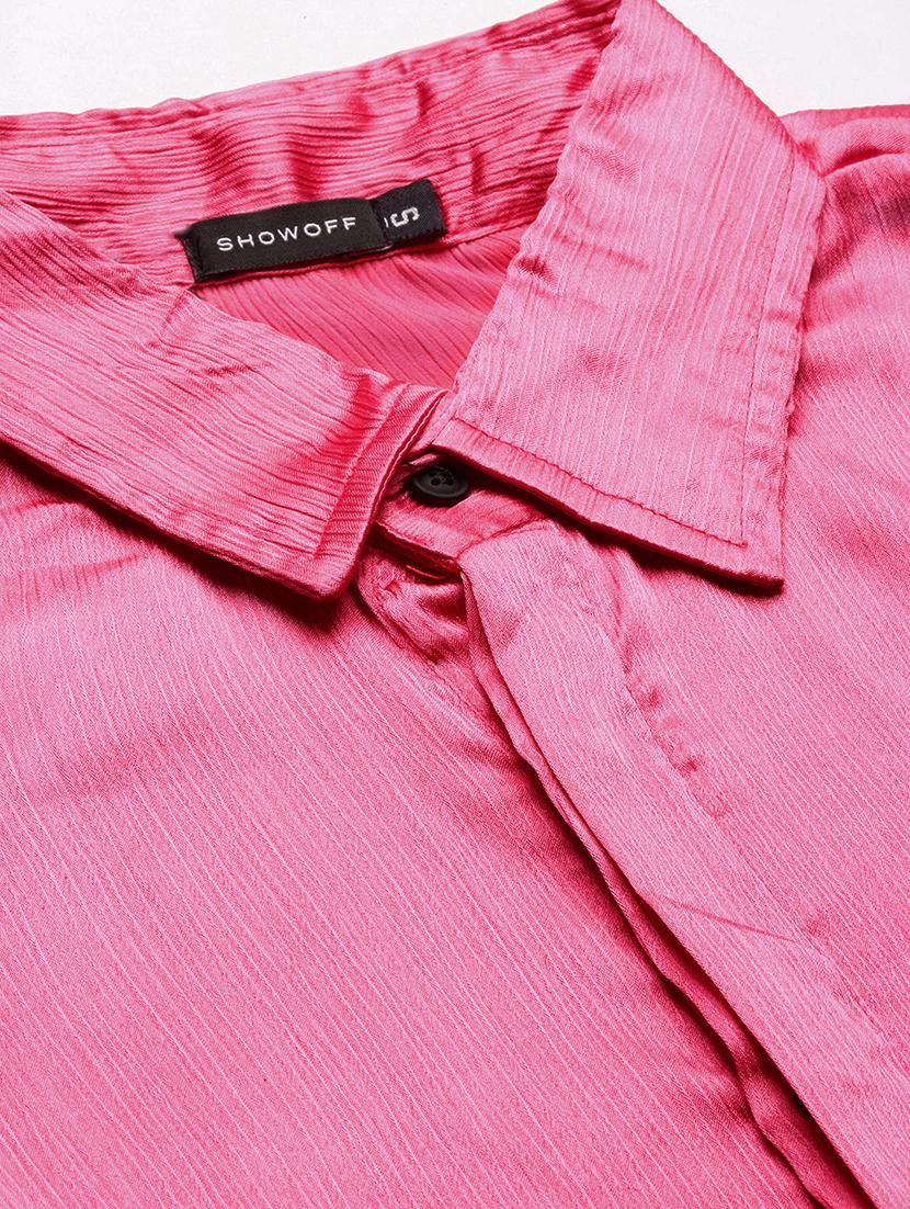 women pink satin regular shirt - 21387629 - Standard Image - 6