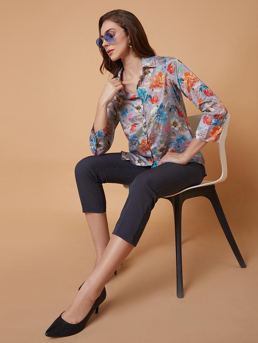 grey floral printed shirt - 21387631 - Standard Image - 4