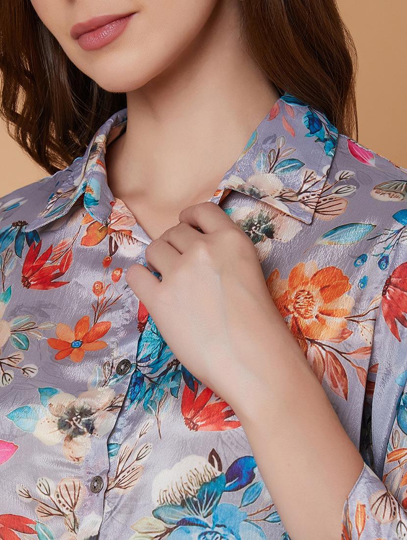 grey floral printed shirt - 21387631 - Standard Image - 6