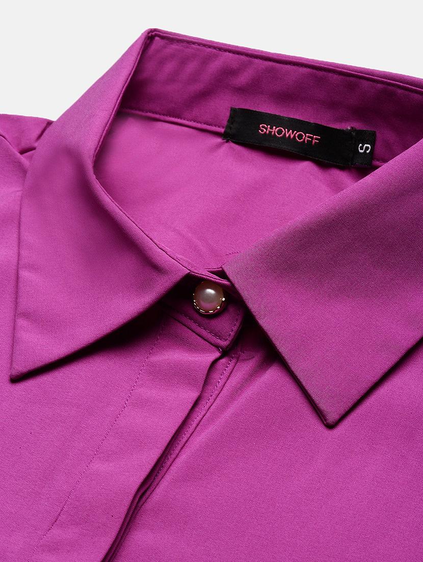 purple solid crepe shirt - 21387641 - Standard Image - 6