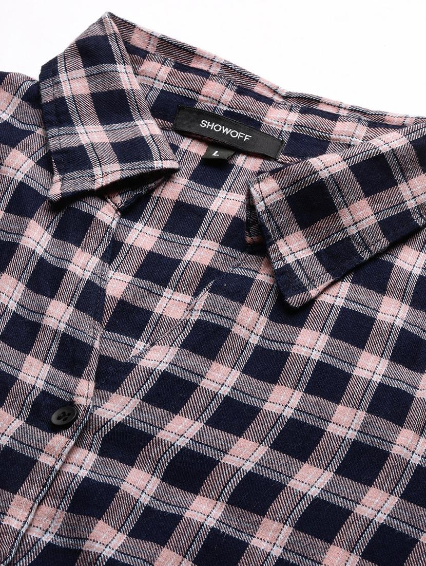 navy blue checks regular shirt - 21387646 - Standard Image - 6