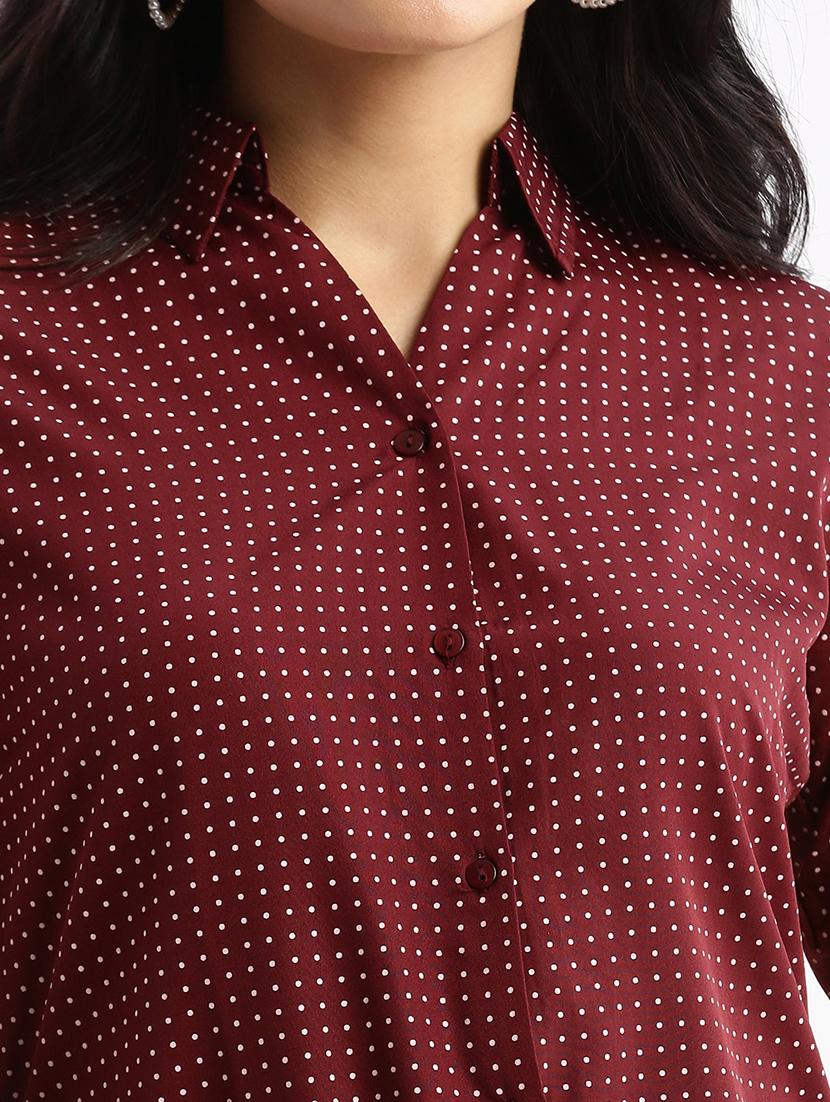 maroon polka dot regular shirt - 21387653 - Standard Image - 6