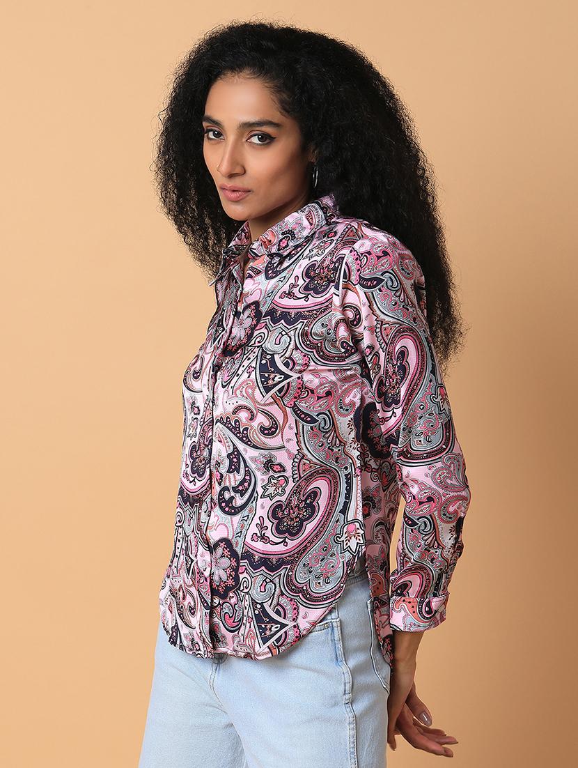 women pink printed long sleeves regular shirt - 21387662 - Standard Image - 1